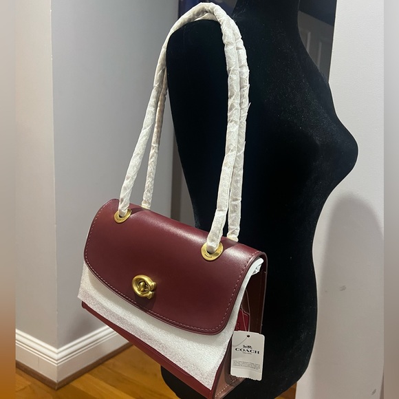 NWT Coach Parker Colorblock Purse w/ Chain Strap in Burgundy/Red Apple Multi 🍎 - Picture 5 of 9